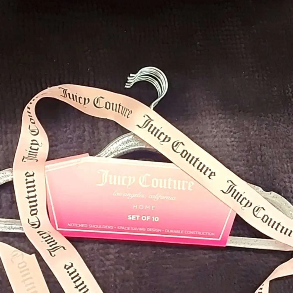 Juicy Couture Home Clear & Black Speced Notched Shoulders Space Saving H…